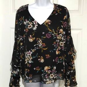 IZ Byer boho ruffled sleeve top